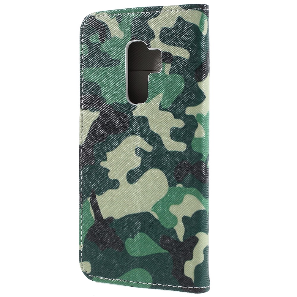 Pattern Printing Cross Texture Stand Wallet Leather Cover with Card Holders for Samsung Galaxy S9+ - Camouflage Cloth-2