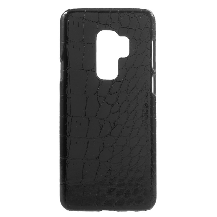 Leather Coated Plastic Phone Case for Samsung Galaxy S9 Plus - Black Crocodile Texture-1
