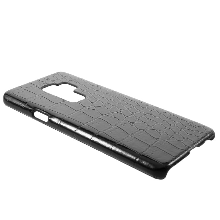 Leather Coated Plastic Phone Case for Samsung Galaxy S9 Plus - Black Crocodile Texture-2