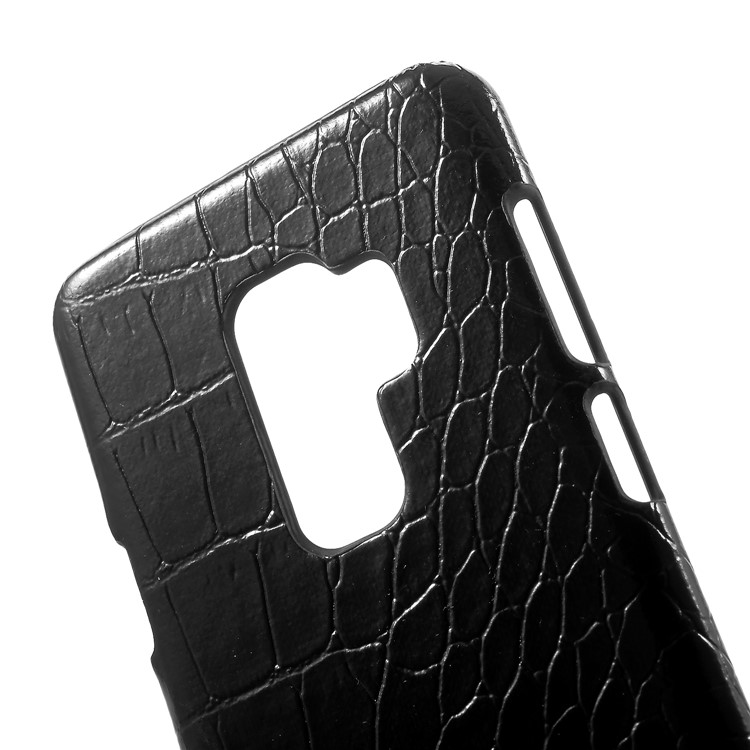 Leather Coated Plastic Phone Case for Samsung Galaxy S9 Plus - Black Crocodile Texture-3