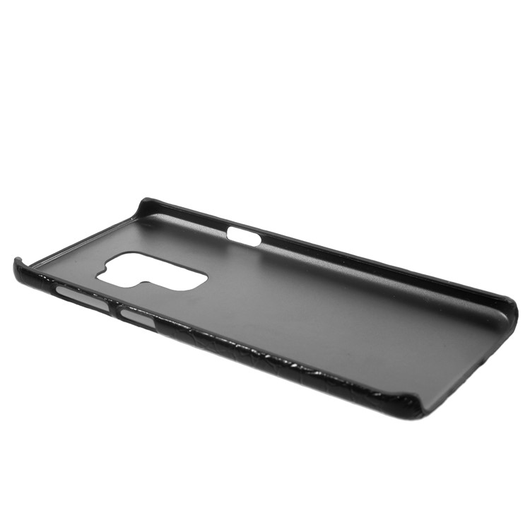 Leather Coated Plastic Phone Case for Samsung Galaxy S9 Plus - Black Crocodile Texture-4
