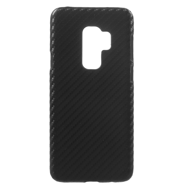 For Samsung Galaxy S9+ G965 Leather Coated Plastic Phone Casing - Black Carbon Fiber-1