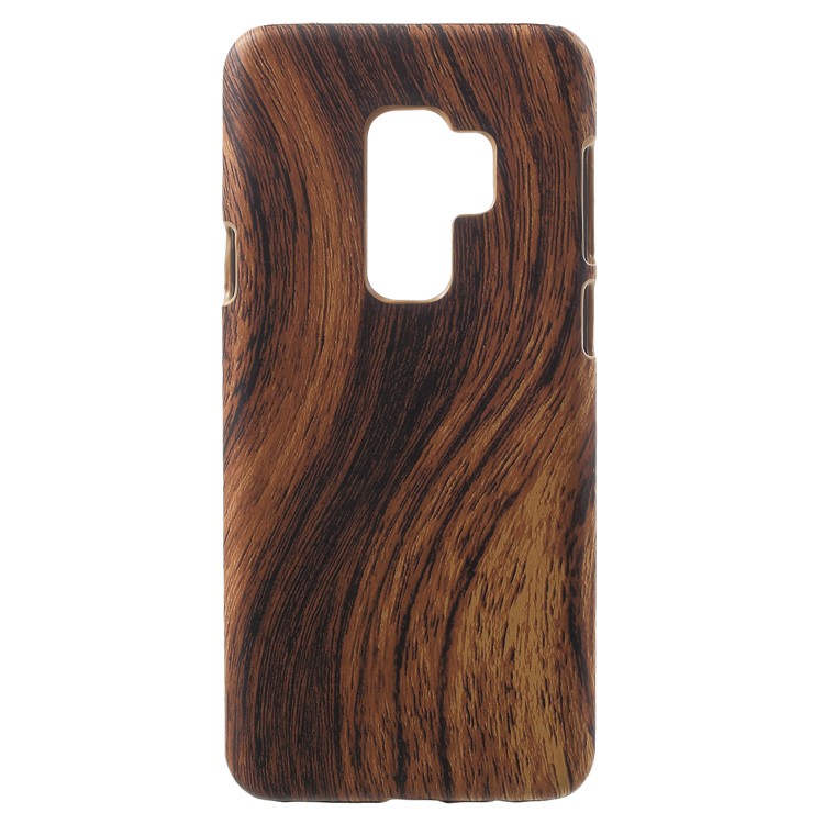 For Samsung Galaxy S9+ G965 Leather Coated PC Mobile Ultra-thin Case - Wood Grain-1