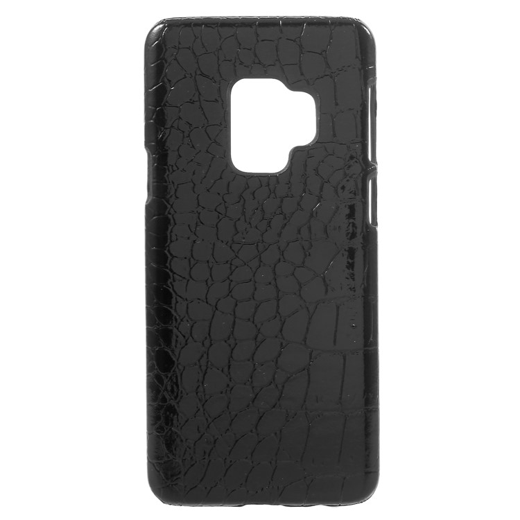 PU-Leder Beschichtet Hartplastik Zurück Fall Für Samsung Galaxy S9 - Schwarze Krokodil Textur-1