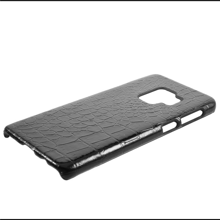PU-Leder Beschichtet Hartplastik Zurück Fall Für Samsung Galaxy S9 - Schwarze Krokodil Textur-2