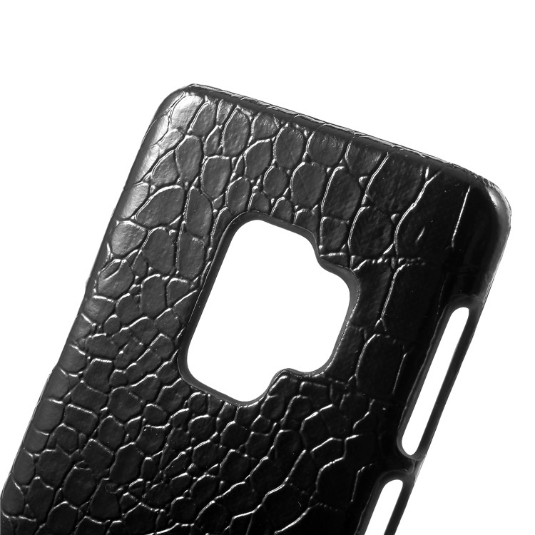 PU-Leder Beschichtet Hartplastik Zurück Fall Für Samsung Galaxy S9 - Schwarze Krokodil Textur-4