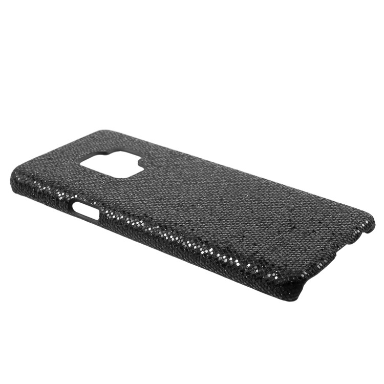 PU Leather Coated Hard PC Protection Cover for Samsung Galaxy S9 - Black Glittery Sequins-2