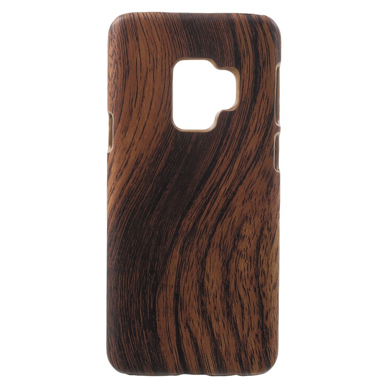 For Samsung Galaxy S9 PU Leather Coated Hard PC Lightweight Mobile Cover - Wood Texture-1