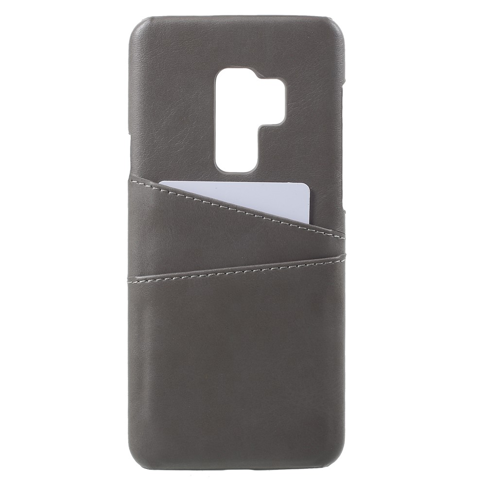 PU Leather Coated PC Card Holder Phone Cover for Samsung Galaxy S9 Plus G965 - Grey-1
