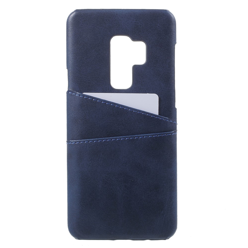 Card Slots PU Leather Coated PC Mobile Cover for Samsung Galaxy S9 Plus G965 - Dark Blue-1