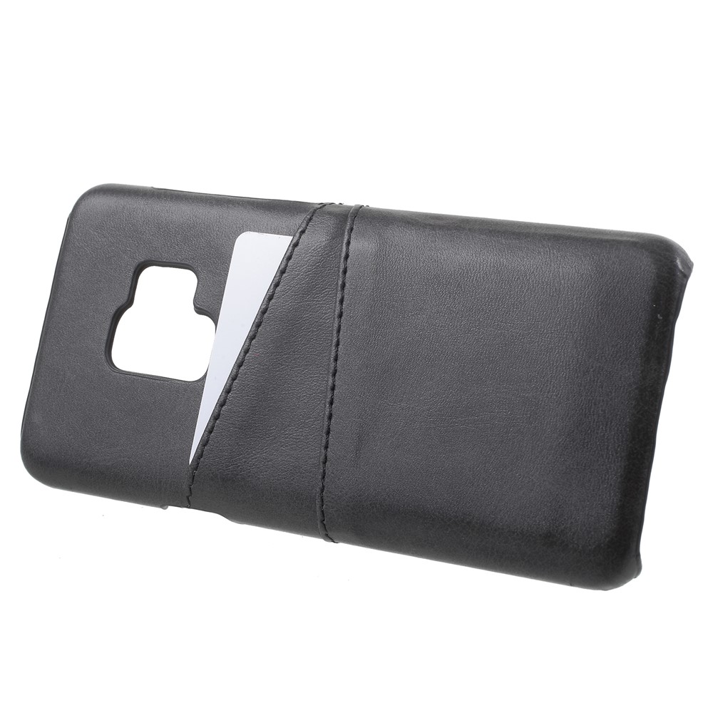 PU Leather Coated PC Card Holder Mobile Phone Back Case for Samsung Galaxy S9 - Black-2