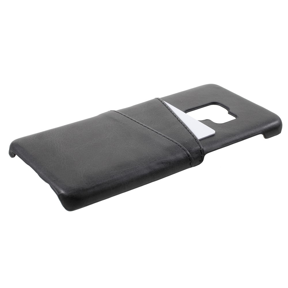 PU Leather Coated PC Card Holder Mobile Phone Back Case for Samsung Galaxy S9 - Black-3