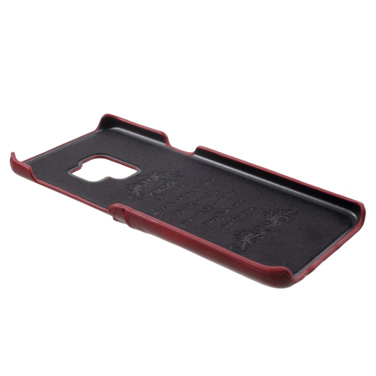 PU Leather Coated PC Card Slots Mobile Phone Shell for Samsung Galaxy S9 - Red-3