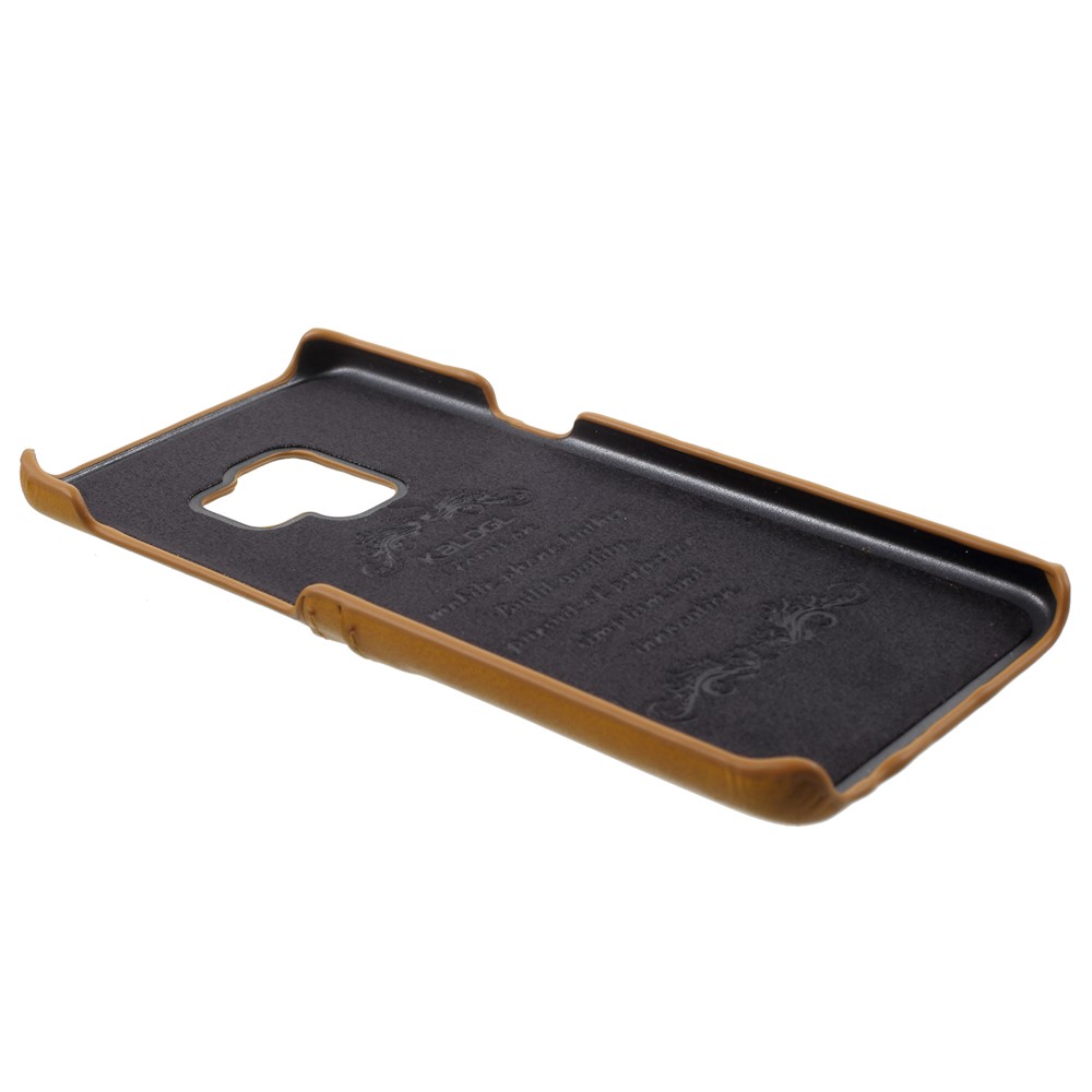 PU Leather Coated PC Cell Phone Cover Case with Card Slots for Samsung Galaxy S9 - Yellow-3