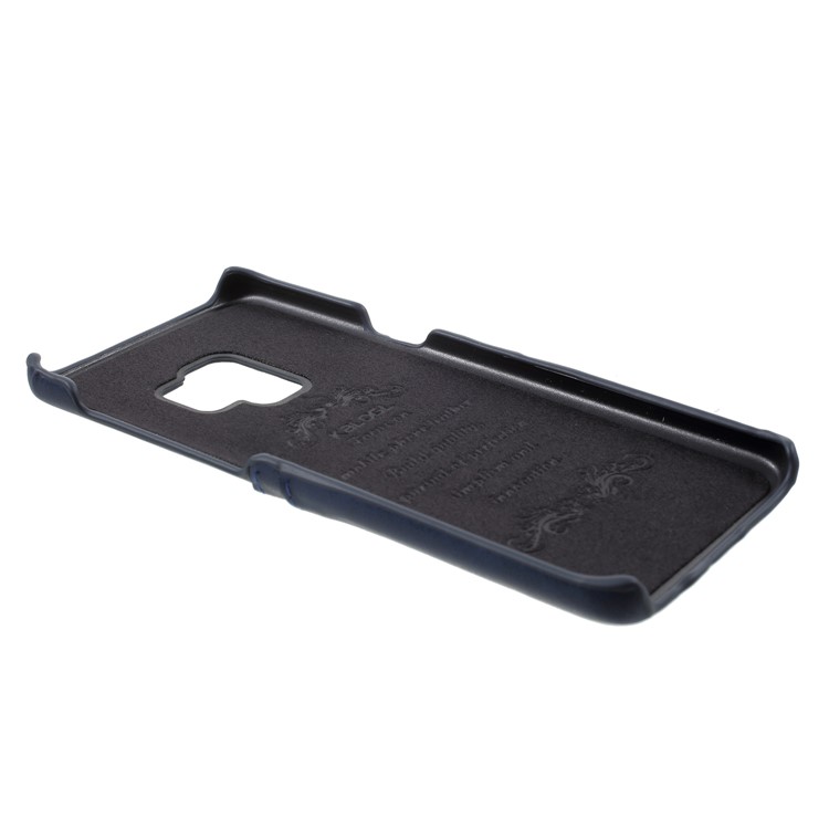 PU Leather Coated PC Card Holder Phone Casing for Samsung Galaxy S9 - Dark Blue-3