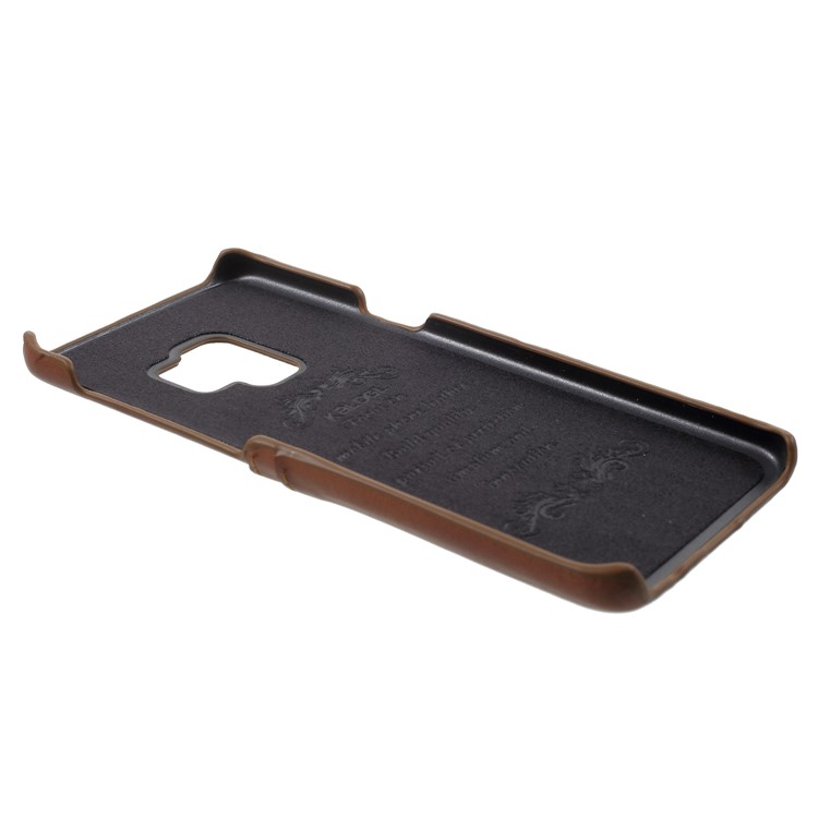 PU Leather Coated PC Hard Shell with Card Slots for Samsung Galaxy S9 - Brown-3