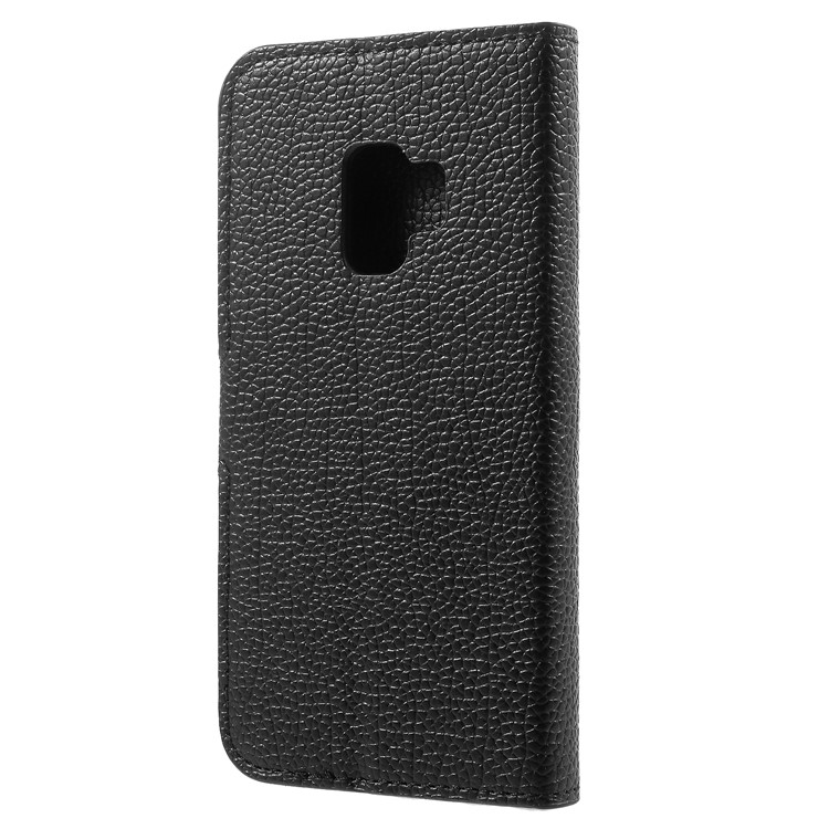 Litchi Skin Wallet Leather Stand Case for Samsung Galaxy S9 - Black-3