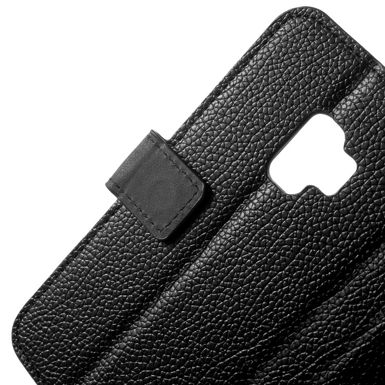 Litchi Skin Wallet Leather Stand Case for Samsung Galaxy S9 - Black-5