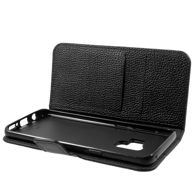 Litchi Skin Wallet Leather Stand Case for Samsung Galaxy S9 - Black-7
