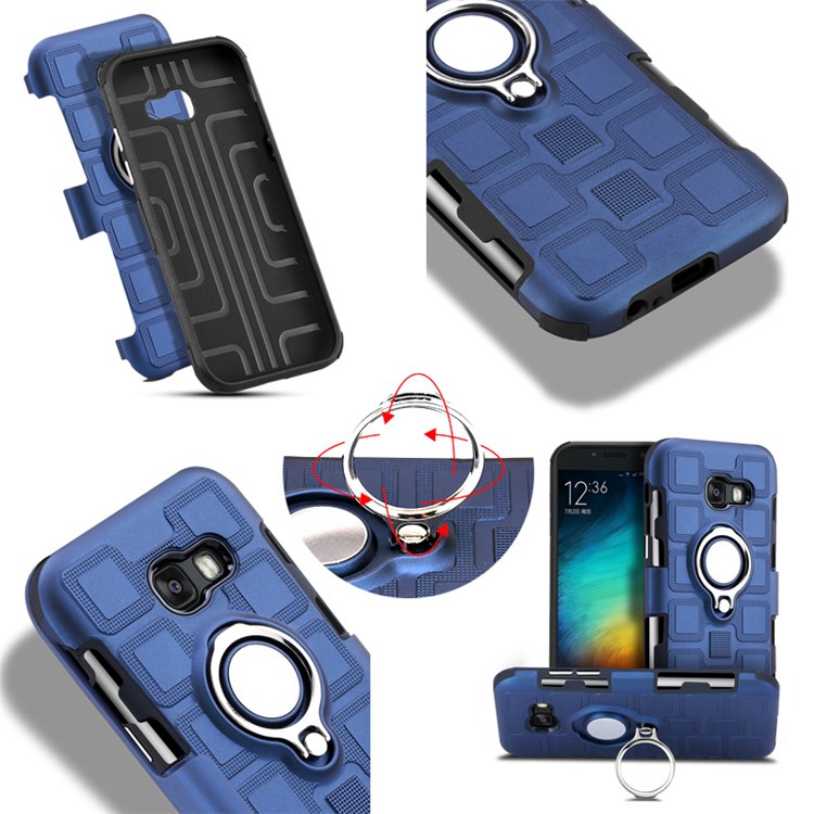 Geometric Pattern Magnetic Car Mount Ring Holder TPU PC Hybrid Case for Samsung Galaxy A3 (2017) - Dark Blue-12