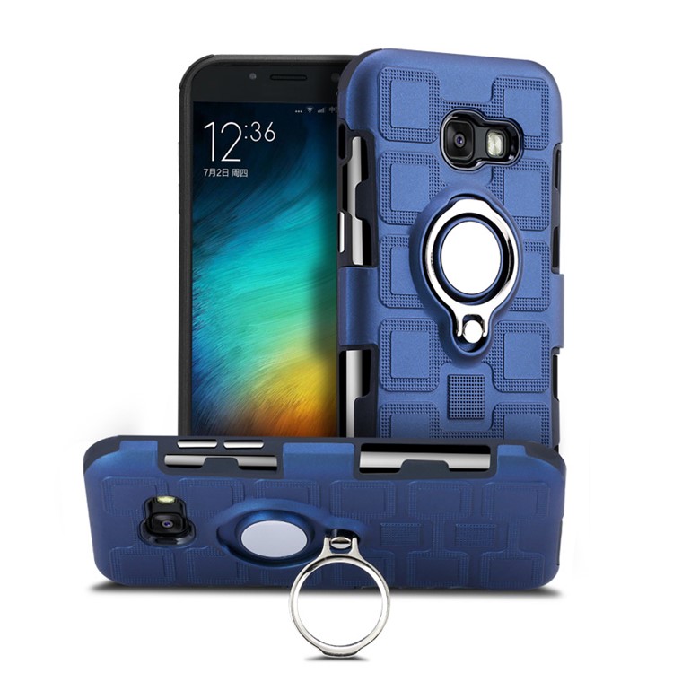 Geometric Pattern Magnetic Car Mount Ring Holder TPU PC Hybrid Case for Samsung Galaxy A3 (2017) - Dark Blue-4