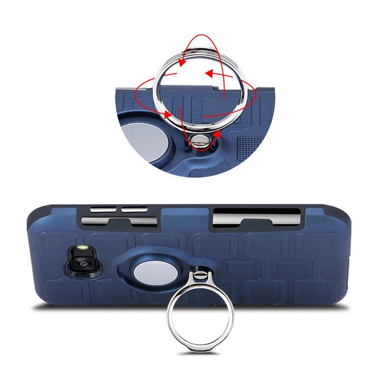 Geometric Pattern Magnetic Car Mount Ring Holder TPU PC Hybrid Case for Samsung Galaxy A3 (2017) - Dark Blue-7