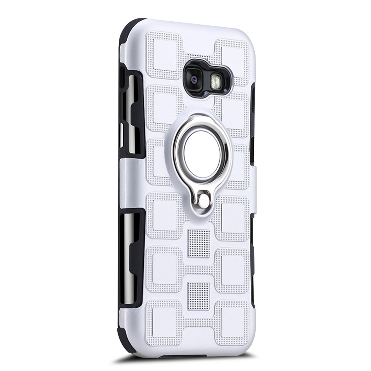 Geometric Grain Magnetic Car Mount Ring Holder TPU+PC Phone Cover for Samsung Galaxy A5 (2017) A520 - Silver-2