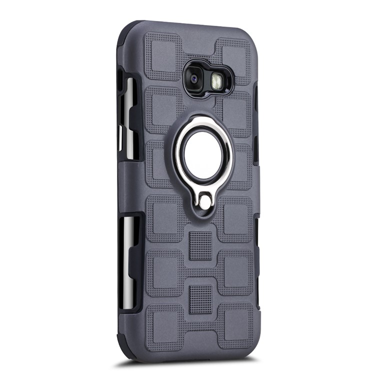 Geometric Pattern Magnetic Car Mount Ring Holder TPU PC Combo Phone Casing for Samsung Galaxy A5 (2017) A520 - Grey-2