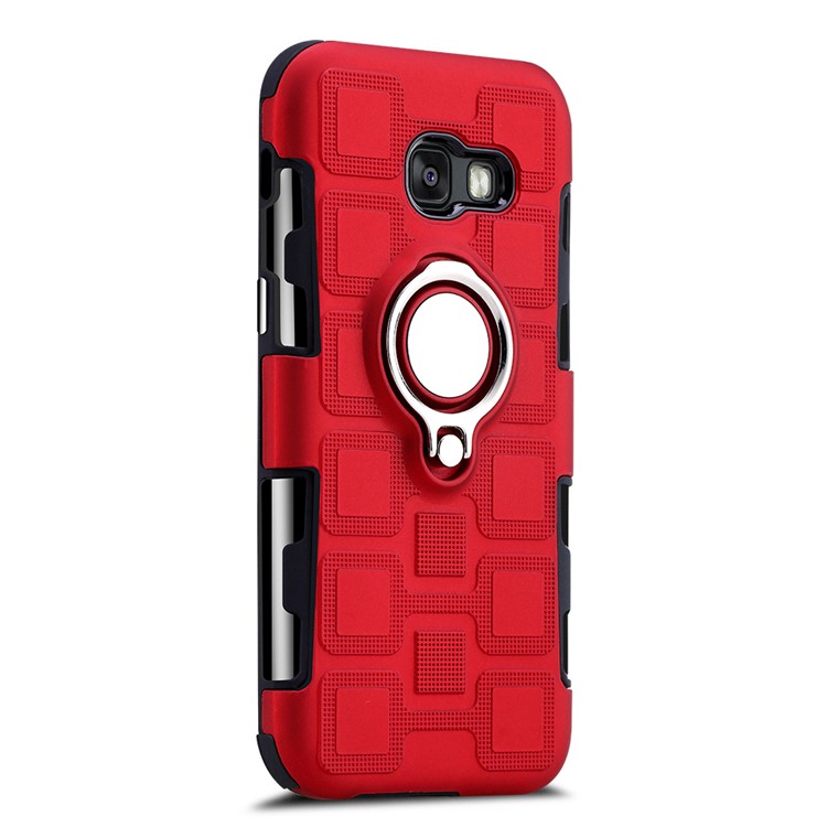 Geometric Grain Magnetic Car Mount Ring Holder TPU+PC Mobile Protective Back Shell for Samsung Galaxy A5 (2017) A520 - Red-2