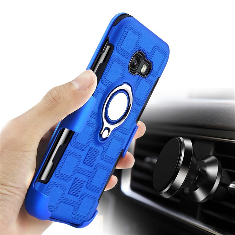 Geometric Pattern Magnetic Car Mount Ring Holder TPU PC Case Accessory for Samsung Galaxy A5 (2017) A520 - Baby Blue-3