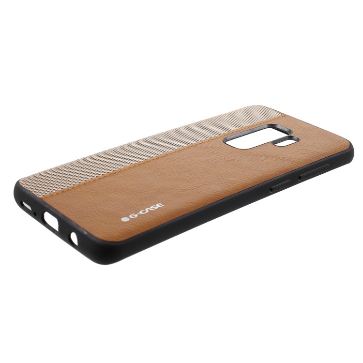 G-CASE Cloth Leather Splicing Coated PC Mobile Cover with TPU Edges for Samsung Galaxy S9 Plus G965 - Brown-2