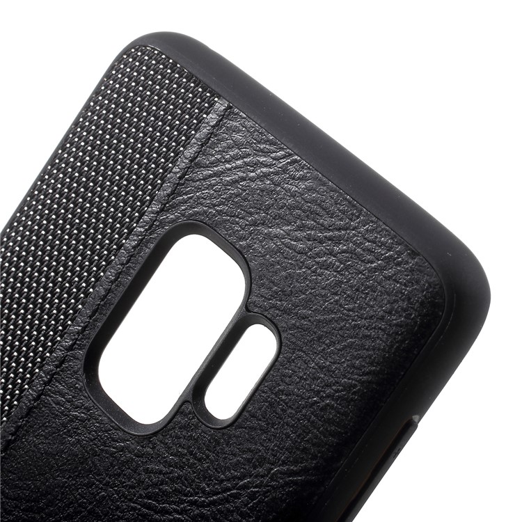 G-CASE Cloth Leather Splicing Coated PC Back Case with TPU Edges for Samsung Galaxy S9 - Black-4