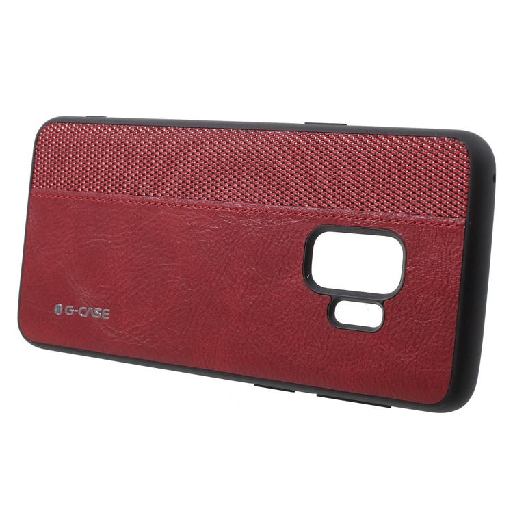 G-CASE Cloth Leather Splicing Coated PC Back Cover with TPU Edges for Samsung Galaxy S9 - Red-3