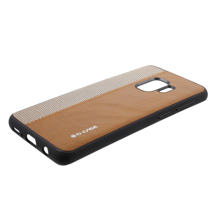 G-CASE Cloth Leather Splicing Coated PC Back Shell with TPU Edges for Samsung Galaxy S9 - Brown-2
