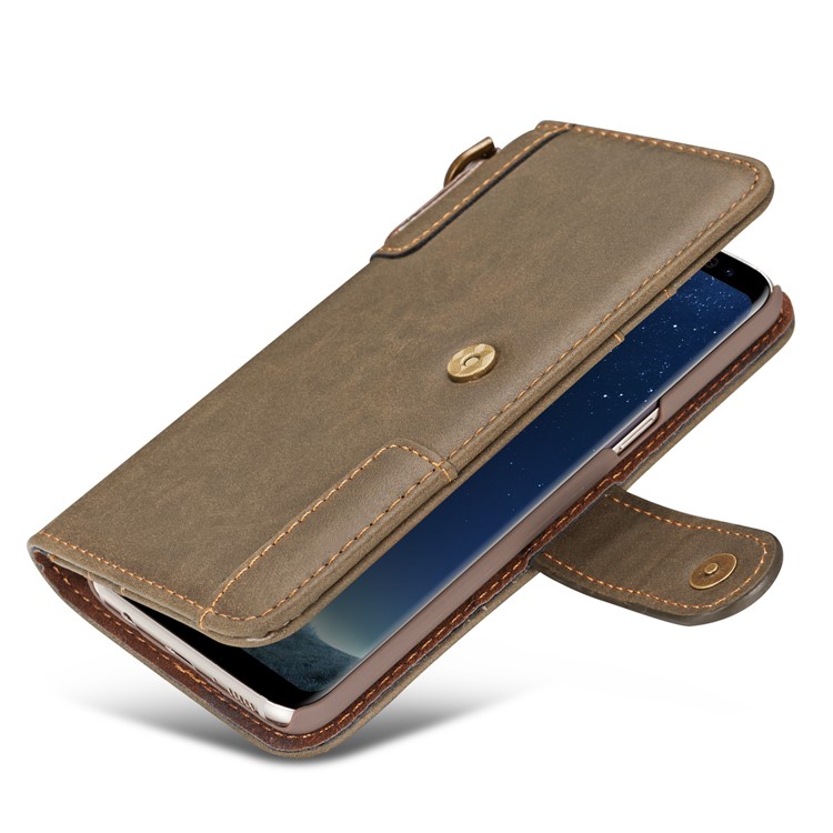 For Samsung Galaxy S8 G950 Retro Style Spilt Leather Wallet Stand Protective Case - Grey-10