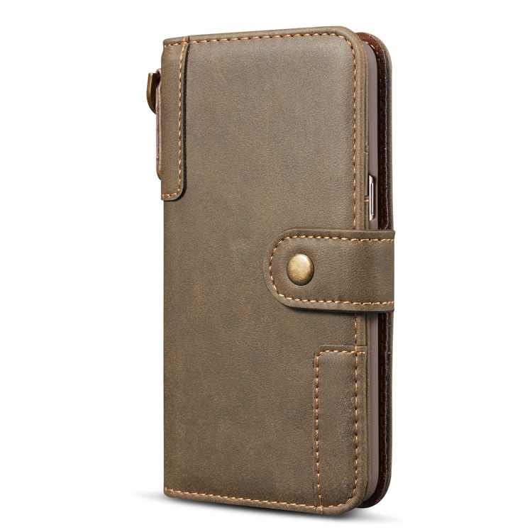 For Samsung Galaxy S8 G950 Retro Style Spilt Leather Wallet Stand Protective Case - Grey-12