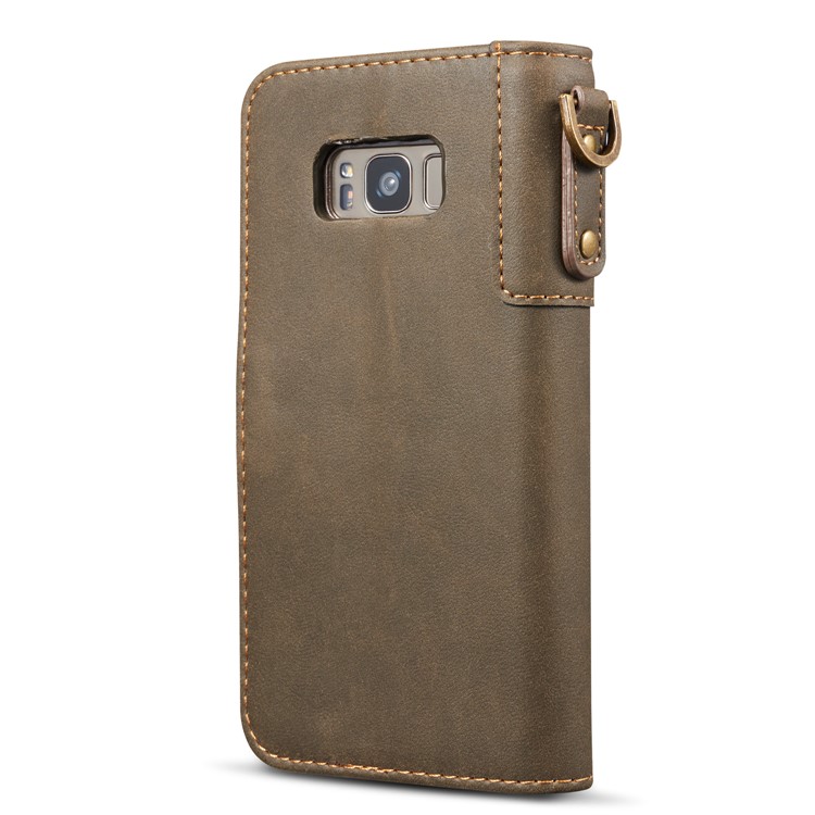 For Samsung Galaxy S8 G950 Retro Style Spilt Leather Wallet Stand Protective Case - Grey-13