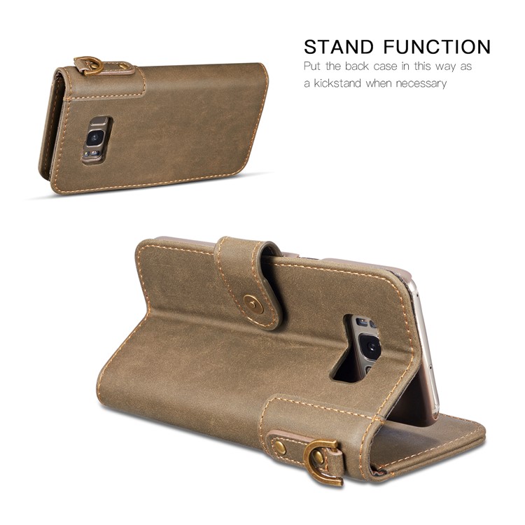 For Samsung Galaxy S8 G950 Retro Style Spilt Leather Wallet Stand Protective Case - Grey-3