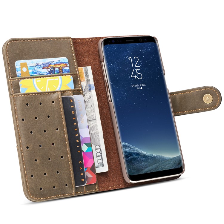For Samsung Galaxy S8 G950 Retro Style Spilt Leather Wallet Stand Protective Case - Grey-7