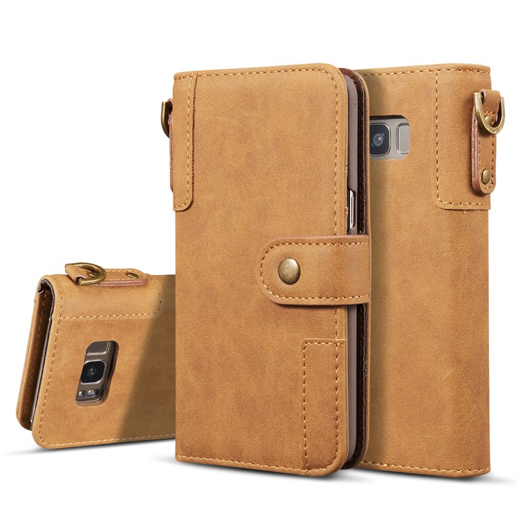 For Samsung Galaxy S8 G950 Retro Style Spilt Leather Wallet Stand Phone Folio Magnetic Cover - Brown-1