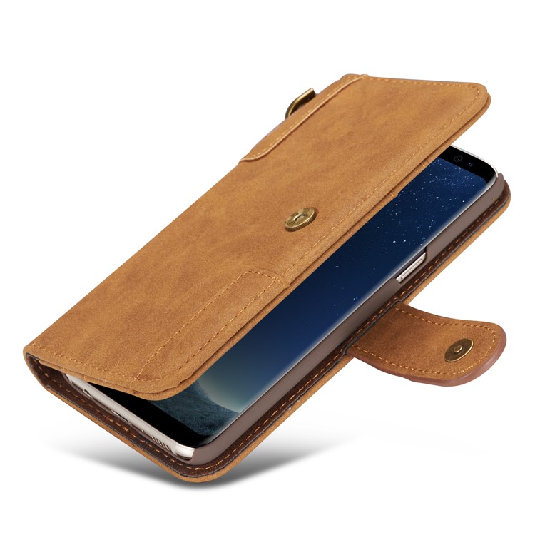 For Samsung Galaxy S8 G950 Retro Style Spilt Leather Wallet Stand Phone Folio Magnetic Cover - Brown-10