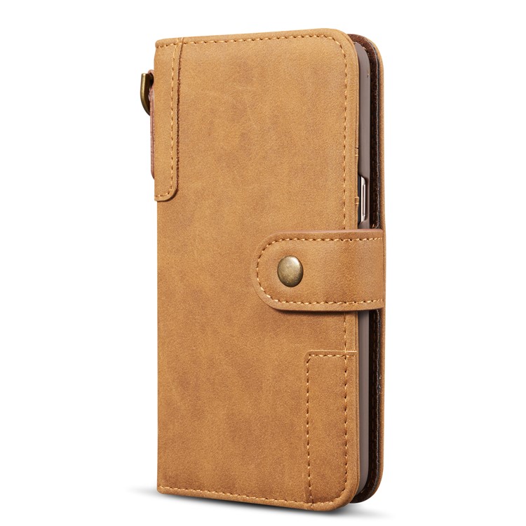For Samsung Galaxy S8 G950 Retro Style Spilt Leather Wallet Stand Phone Folio Magnetic Cover - Brown-12