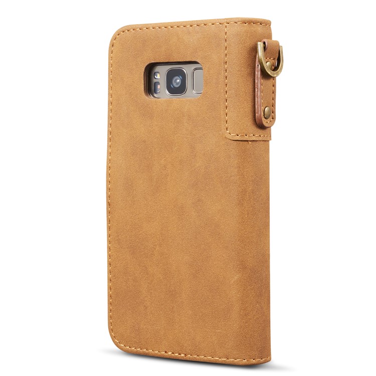 For Samsung Galaxy S8 G950 Retro Style Spilt Leather Wallet Stand Phone Folio Magnetic Cover - Brown-13