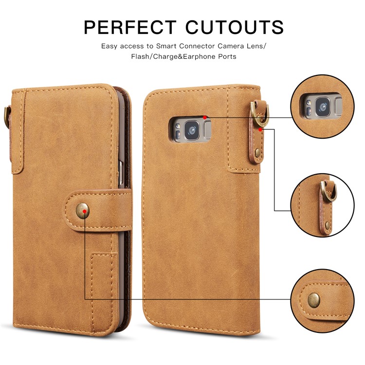For Samsung Galaxy S8 G950 Retro Style Spilt Leather Wallet Stand Phone Folio Magnetic Cover - Brown-2