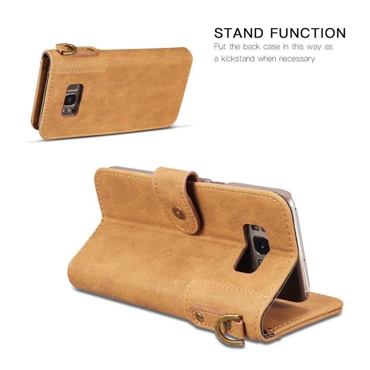 For Samsung Galaxy S8 G950 Retro Style Spilt Leather Wallet Stand Phone Folio Magnetic Cover - Brown-3