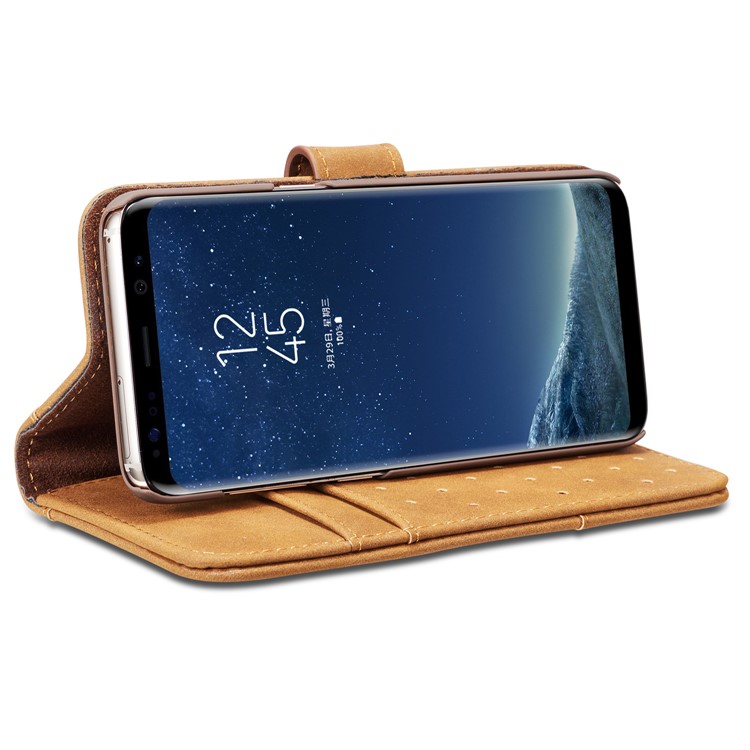 For Samsung Galaxy S8 G950 Retro Style Spilt Leather Wallet Stand Phone Folio Magnetic Cover - Brown-8
