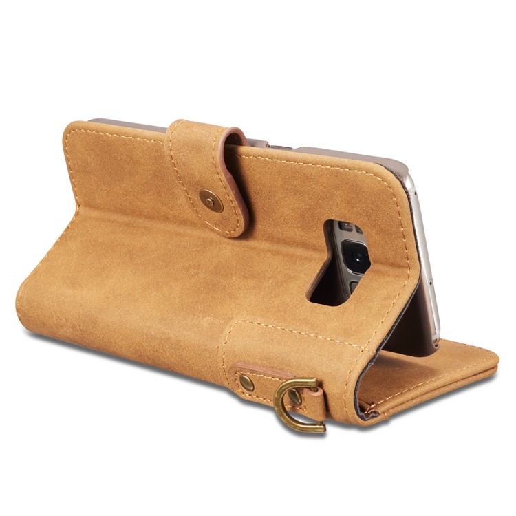 For Samsung Galaxy S8 G950 Retro Style Spilt Leather Wallet Stand Phone Folio Magnetic Cover - Brown-9