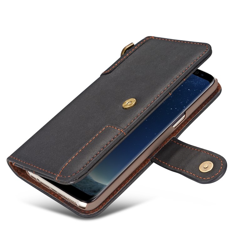 Retro Style Split Leather Wallet Stand Phone Case for Samsung Galaxy S8 Plus SM-G955 - Black-10
