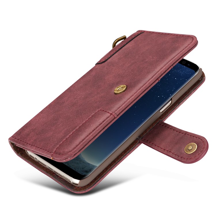 Retro Style Split Leather Wallet Stand Phone Cover for Samsung Galaxy S8 Plus SM-G955 - Red-10