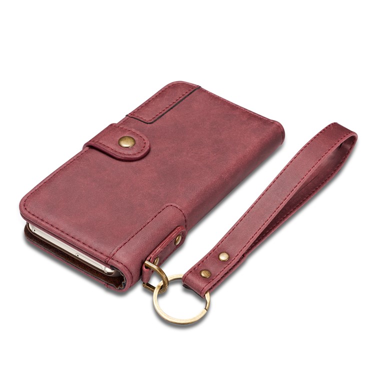 Retro Style Split Leather Wallet Stand Phone Cover for Samsung Galaxy S8 Plus SM-G955 - Red-11